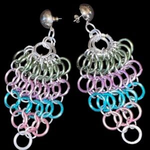 Vintage 80s Chainmail Dangle Earrings